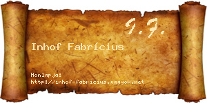 Inhof Fabrícius névjegykártya